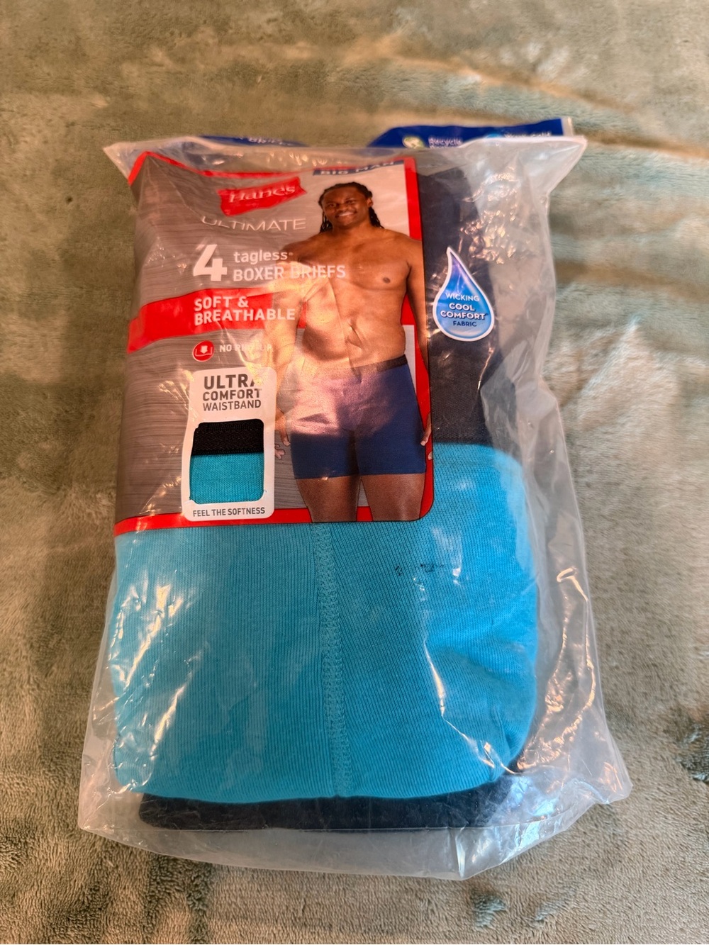 Hanes Men's Tagless Boxer Briefs - Blue & Black (4-Pack)